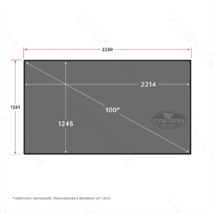 Màn chiếu khung cố định VIVIDSTORM Fusion ALR – bản vẽ kích thước 100 inch