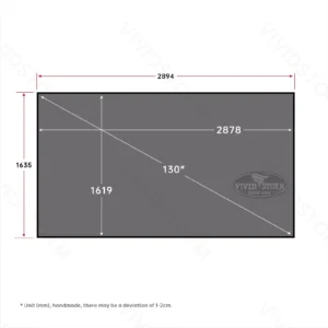 Màn chiếu khung cố định VIVIDSTORM Fusion ALR – bản vẽ kích thước 130 inch