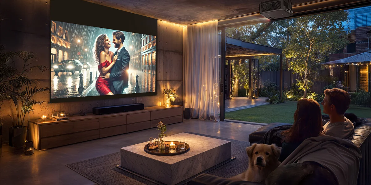 Máy chiếu Optoma UHZ58 trong phòng chiếu phim gia đình