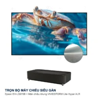 Trọn bộ máy chiếu siêu gần Epson EH-LS970B + màn chiếu khung VIVIDSTORM Lite Hyper ALR