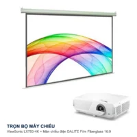 Trọn bộ máy chiếu ViewSonic LX750-4K + màn chiếu điện DALITE Film Fiberglass
