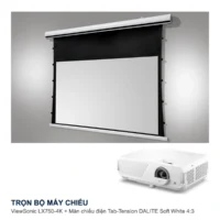 Trọn bộ máy chiếu ViewSonic LX750-4K + màn chiếu điện Tab-Tension DALITE Soft White 4:3