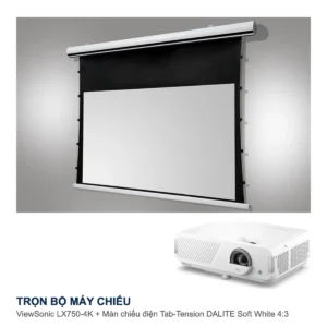 Trọn bộ máy chiếu ViewSonic LX750-4K + màn chiếu điện Tab-Tension DALITE Soft White 4:3