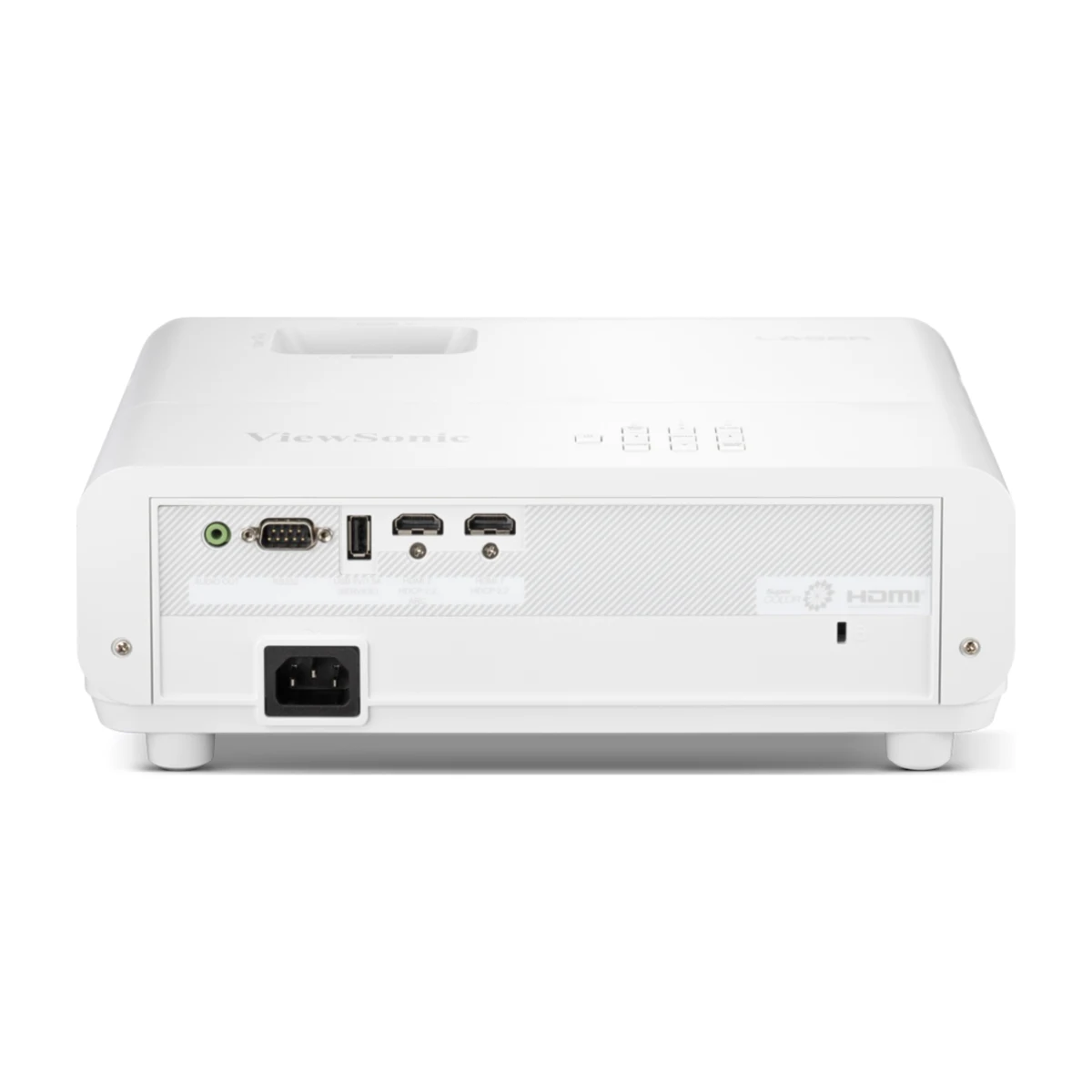 Mặt sau máy chiếu ViewSonic LX750-4K với 2 cổng HDMI 2.0, USB-A, RS-232 và audio ra